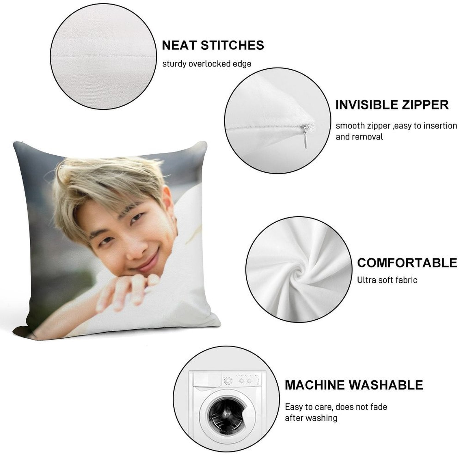 BTS RM Nam-joon Soft Home Decor Throw Pillow