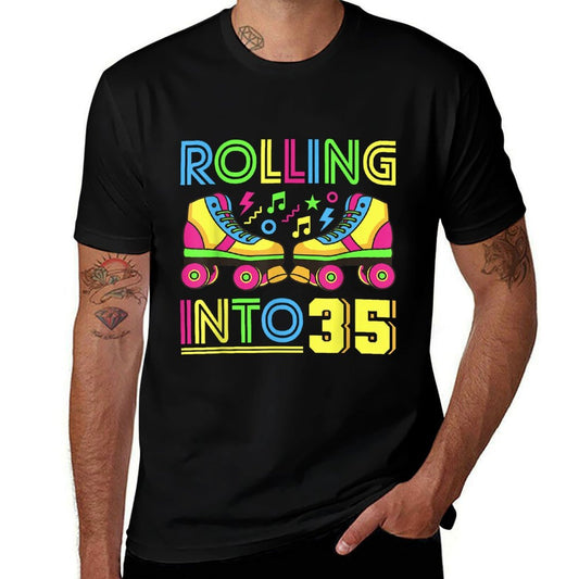 Rolling Into 35 Year Old 80s Party 90s Costume 35th Birthday  Soft T-Shirt
