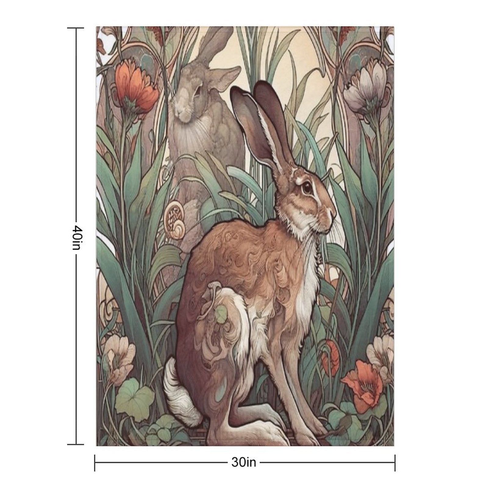Art Nouveau Wild Hare Compact Throw Blanket