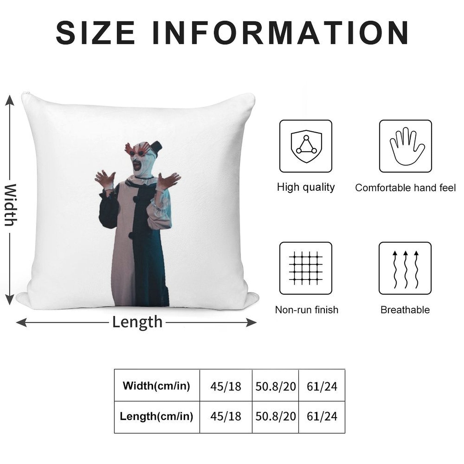 Terrifier Art The Clown Sunglasses Soft Shrink-Resistant Throw Pillow