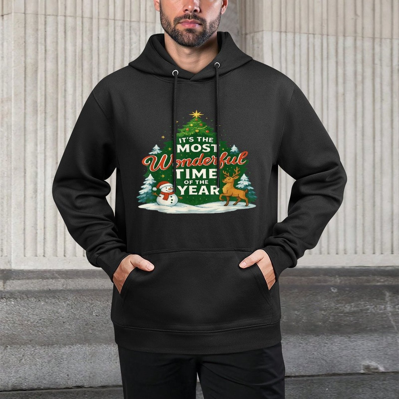 Its The Most Wonderful Time of Year Christmas Funny Santa Medium-Weight Fabric Hoodie
