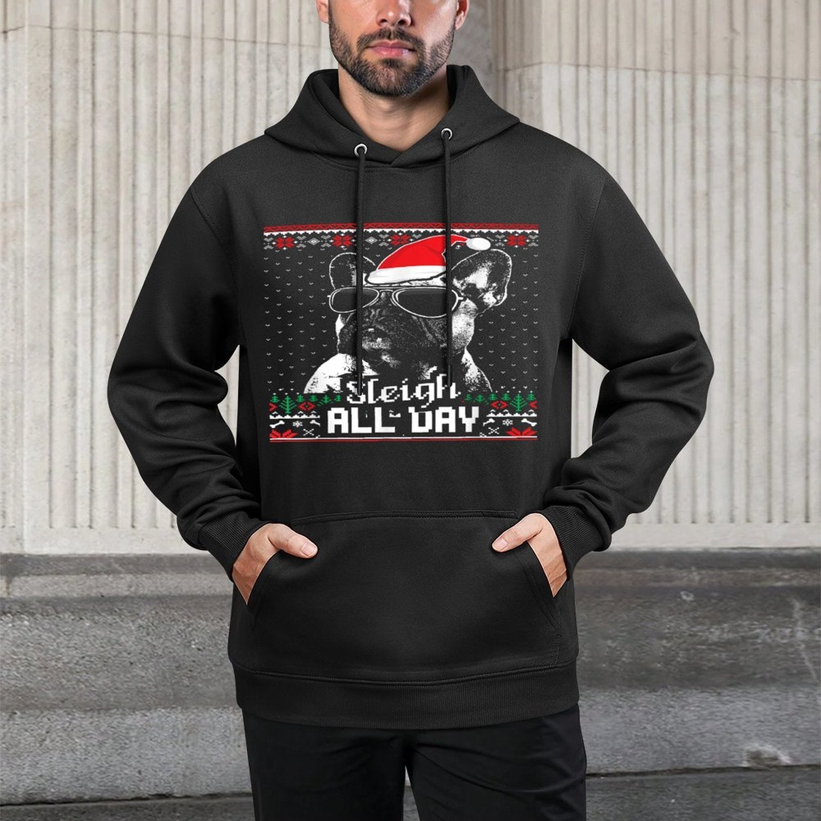 Sleigh All Day Funny French Bulldog Christmas Moisture-Wicking Hoodie
