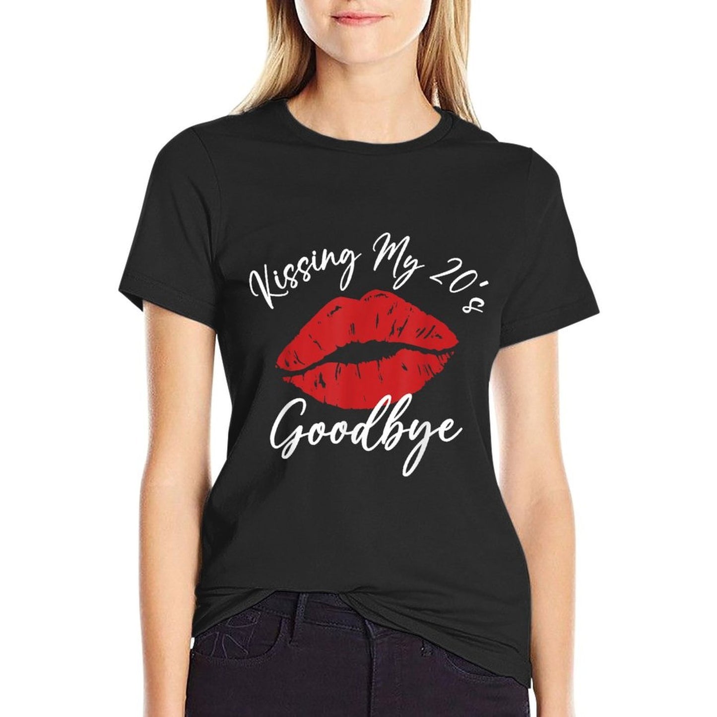 30th Birthday Kissing My 20s Goodbye Flirty Turning 30  Polyester Blend T-Shirt