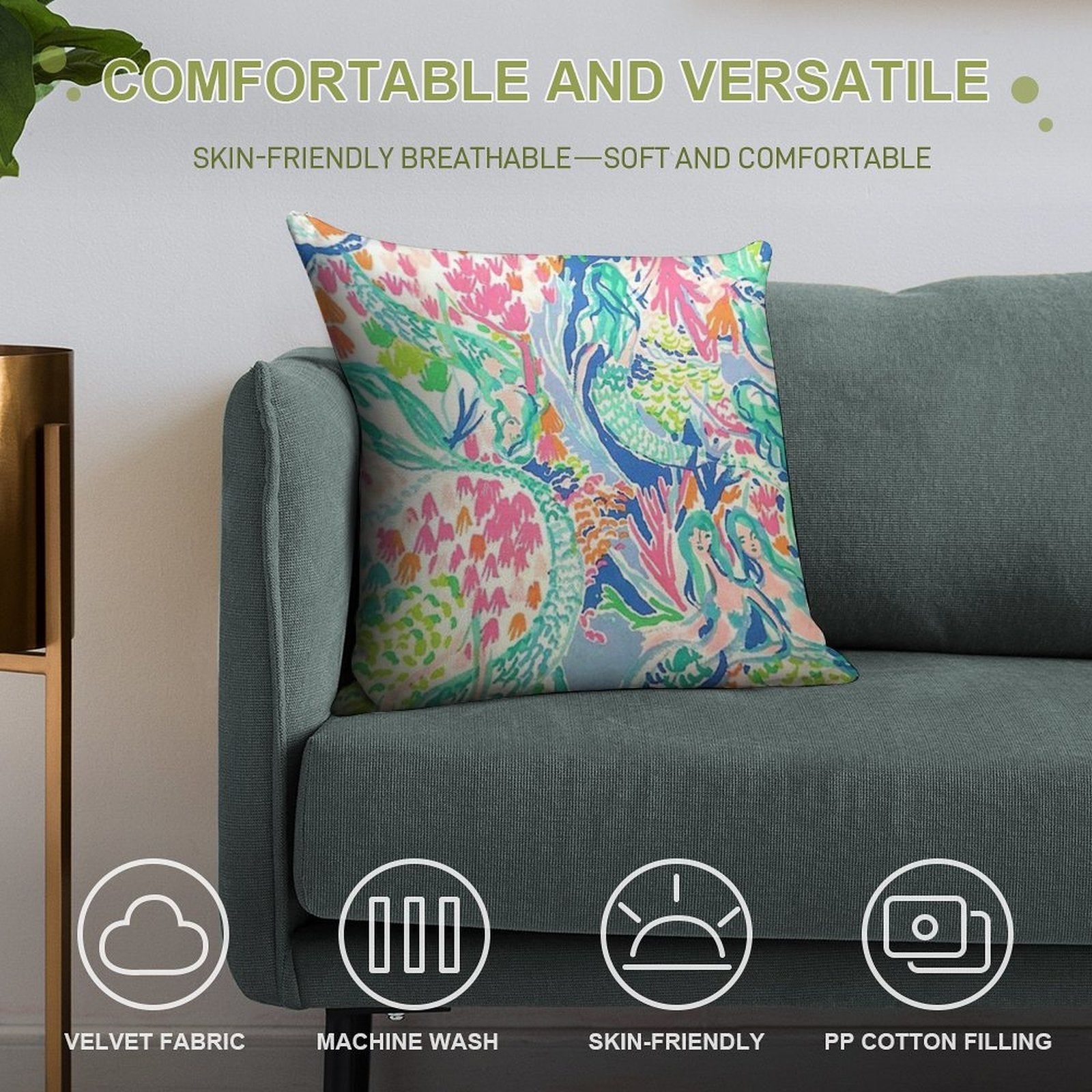 FIVE MERMAIDS Soft Gift Ready Throw Pillow