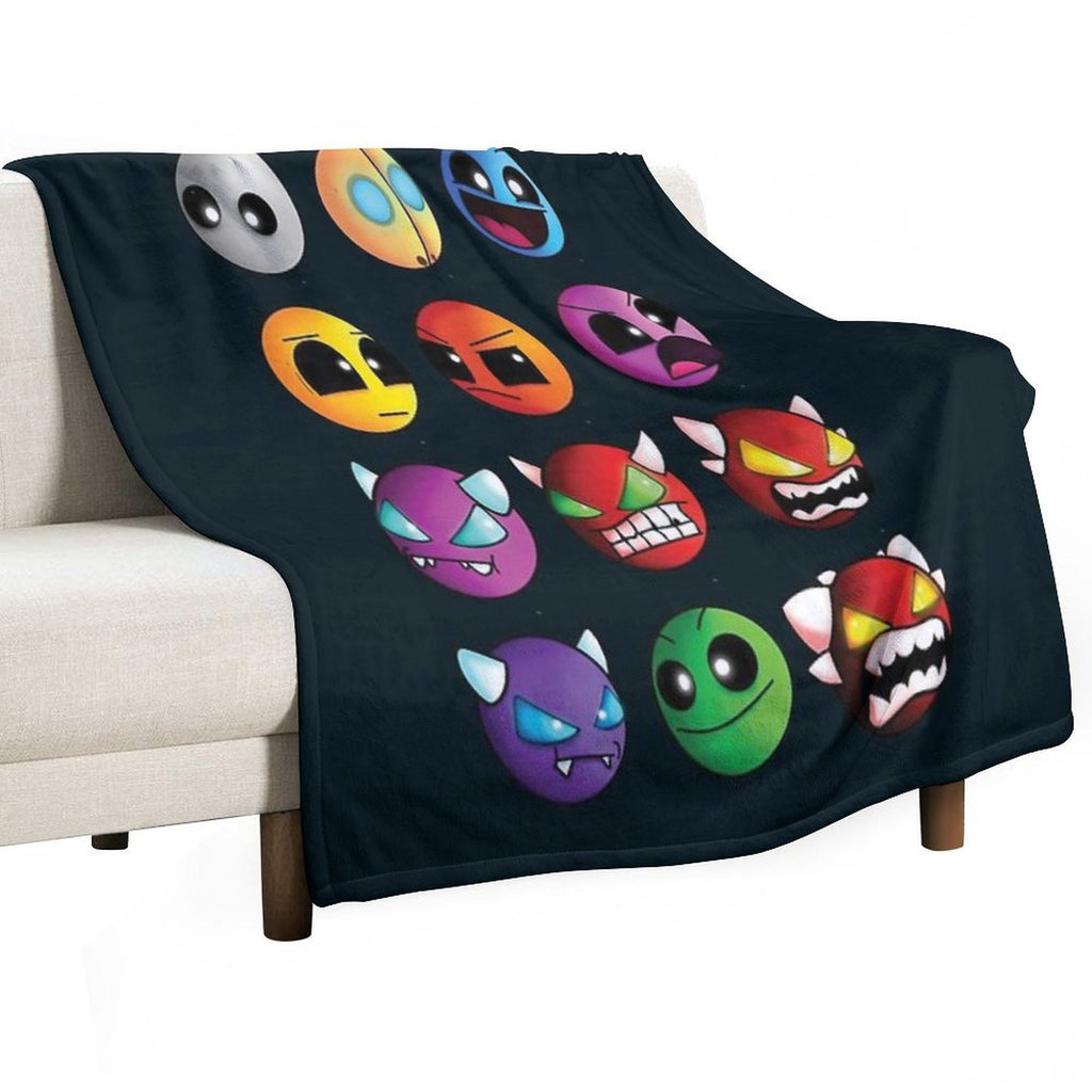 Geometry Dash Difficulty Demon Faces Lightweight Throw Blanket