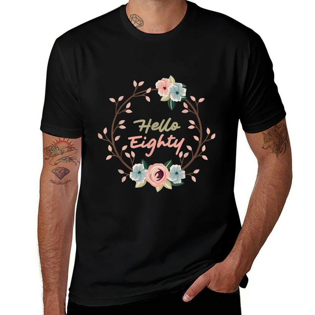 Hello Eighty Shirts Born In 1942 80th Birthday  Moisture-wicking T-Shirt