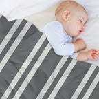 Gray Stripes Plush Throw Blanket
