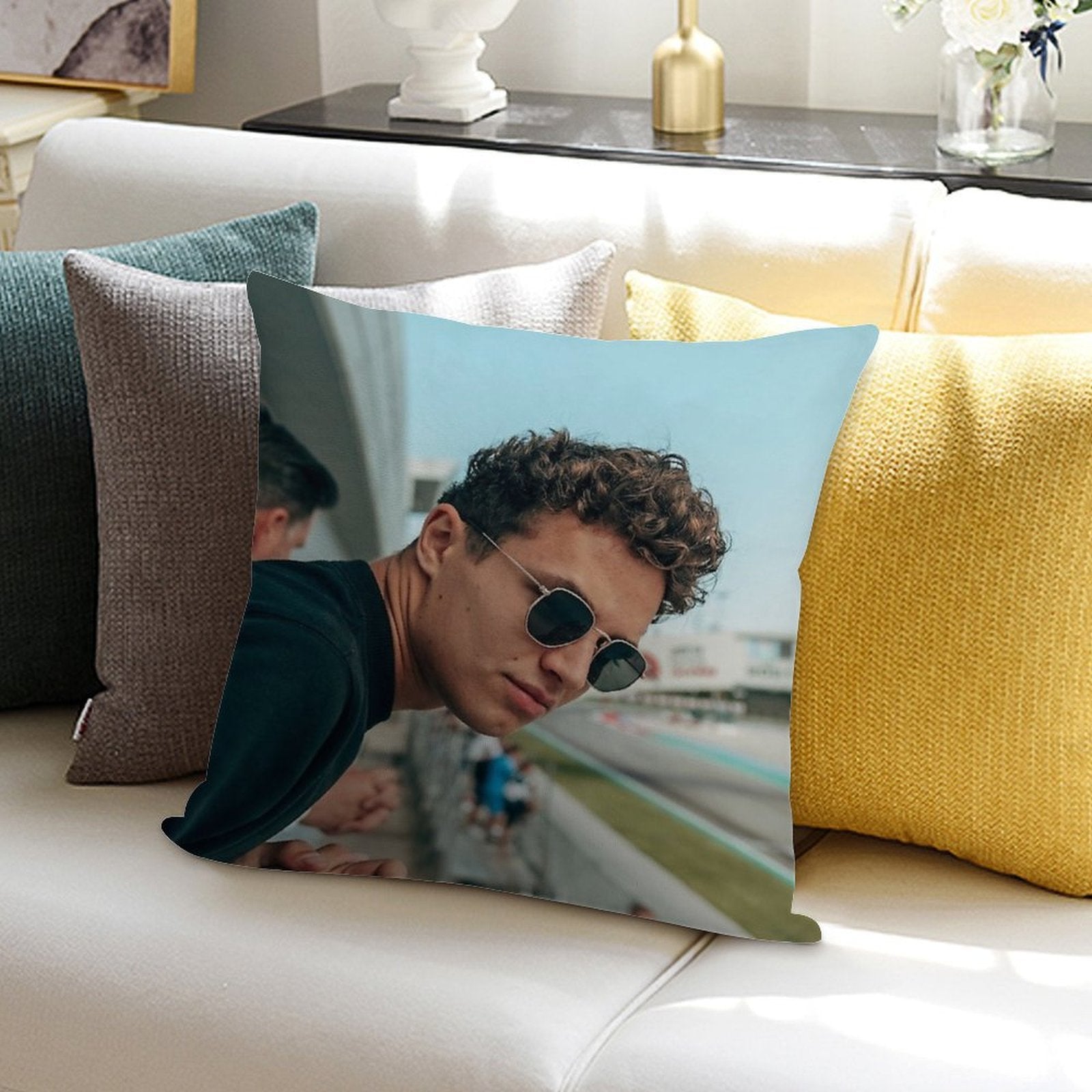 Lando Norris. Soft Luxury Feel Throw Pillow