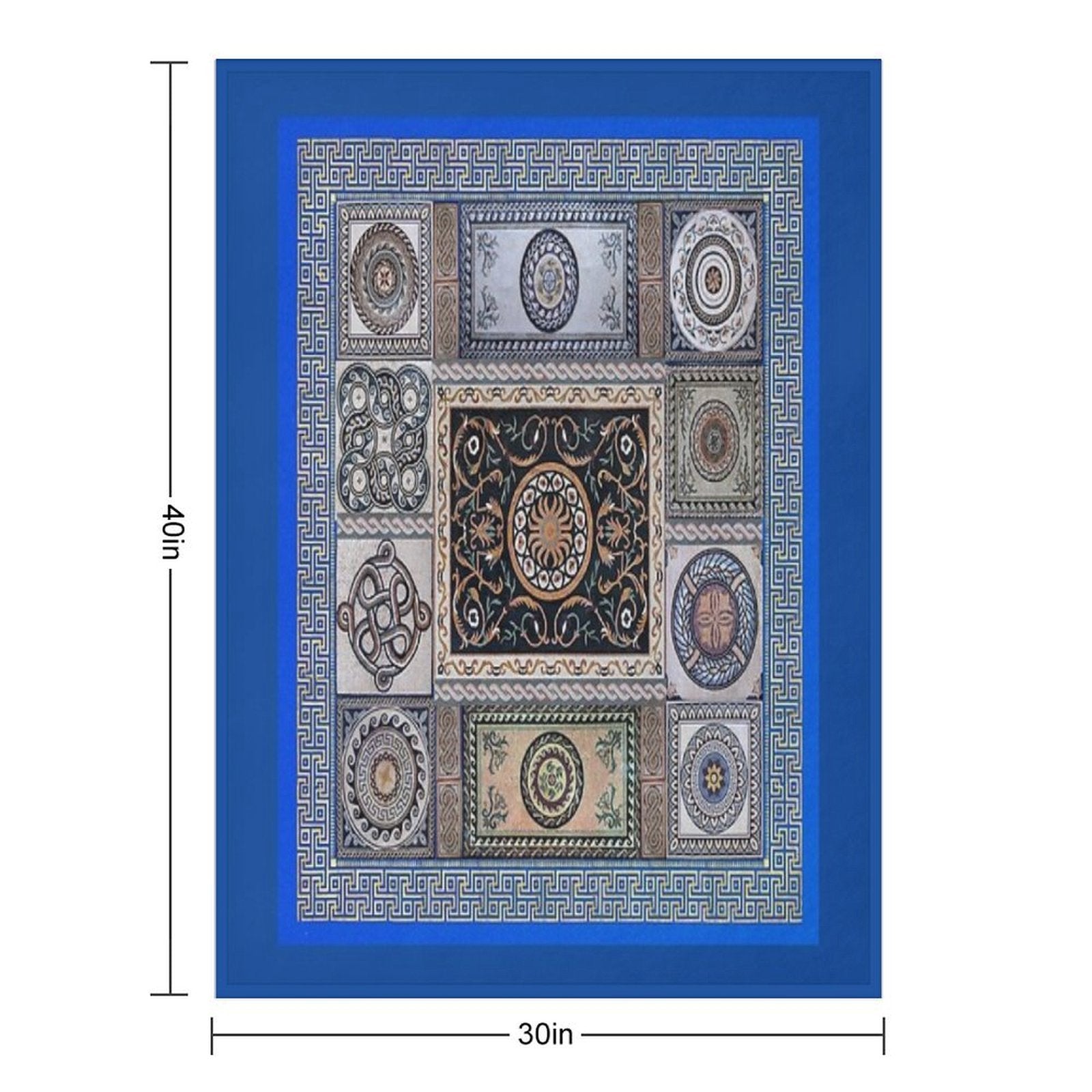 Roman Mosaic - Light Blue Machine-washable Throw Blanket