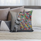 Behind The Curtain Banksy Soft Washable Throw Pillow