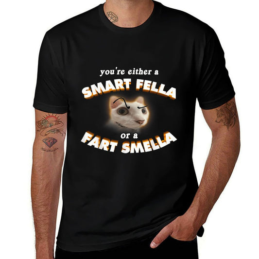 Youre A Smart Fella Or A Fart Smella Meme Cat Brainrot Men Women  Heathered Texture T-Shirt