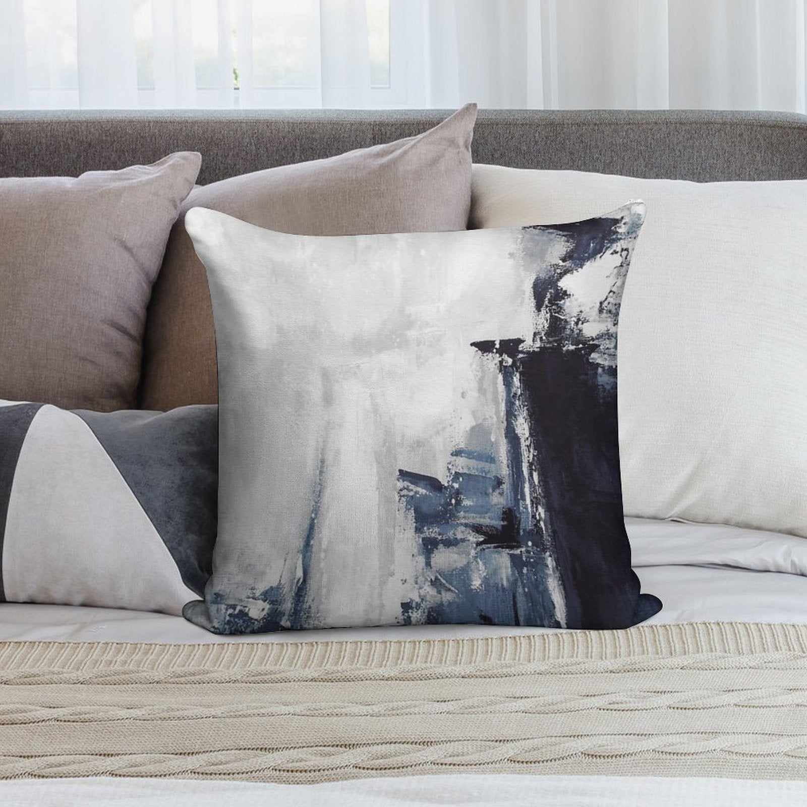 Navy 2 Soft High-Density Material Throw Pillow