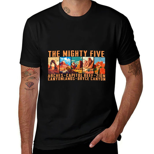 Vintage Moab Souvenir Big 5 Utah Mighty Five National Park  Breathable T-Shirt