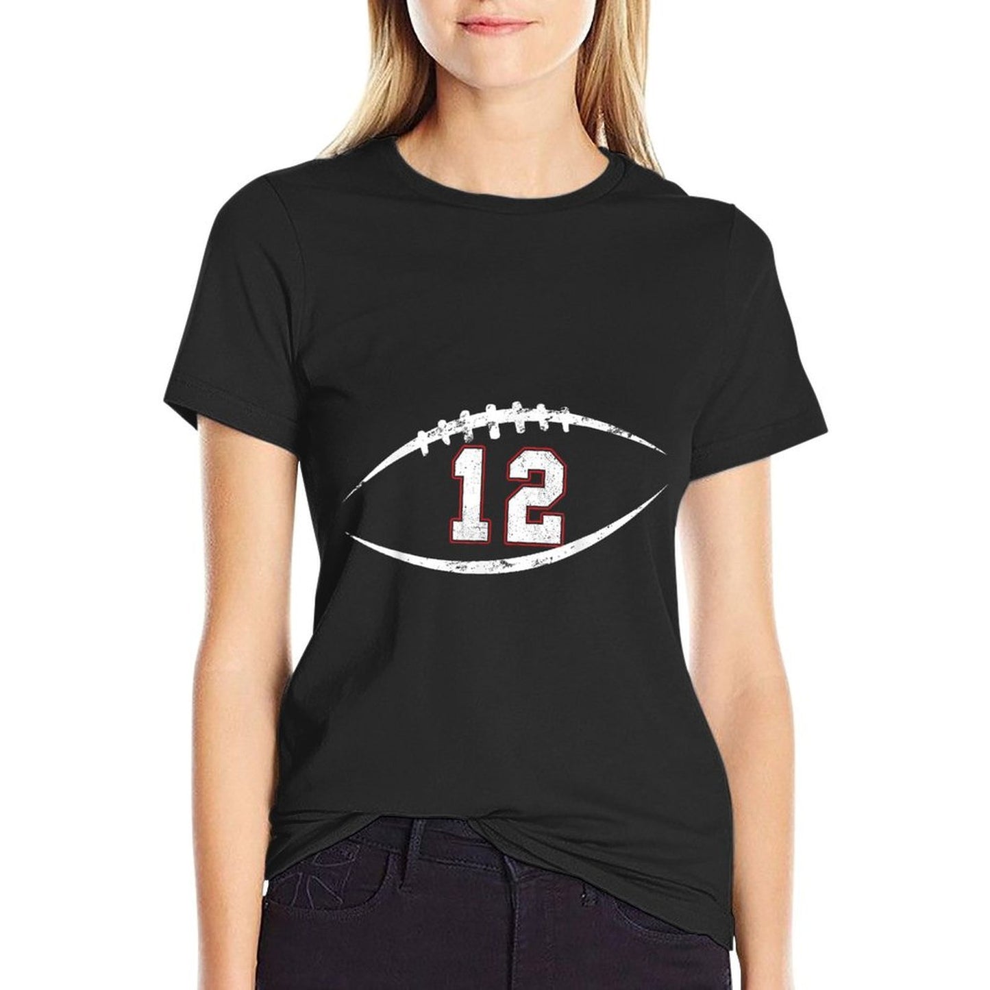 12 Number Vintage Football Player 12 Lucky Number Birthday  Trendy Pattern T-Shirt