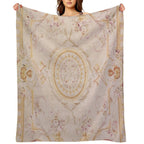 Antique French Aubusson Rug Print Gift-ready Throw Blanket