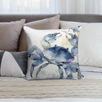 Blue Crab Beach House Coastal Nautical Delight Soft Warmth Comfort Throw Pillow