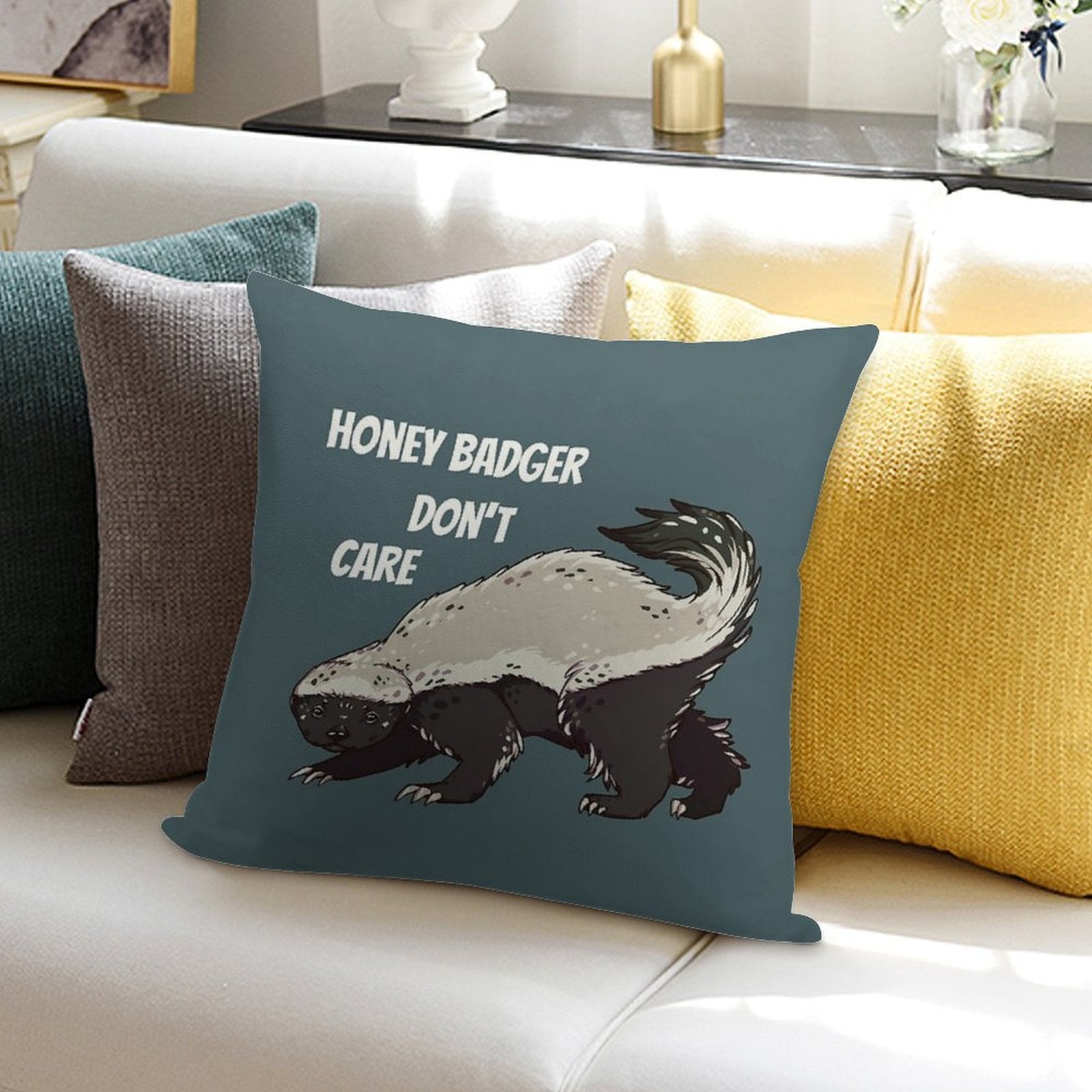 Honey Badger Dont Care - Animal Series Soft Gift Ready Throw Pillow