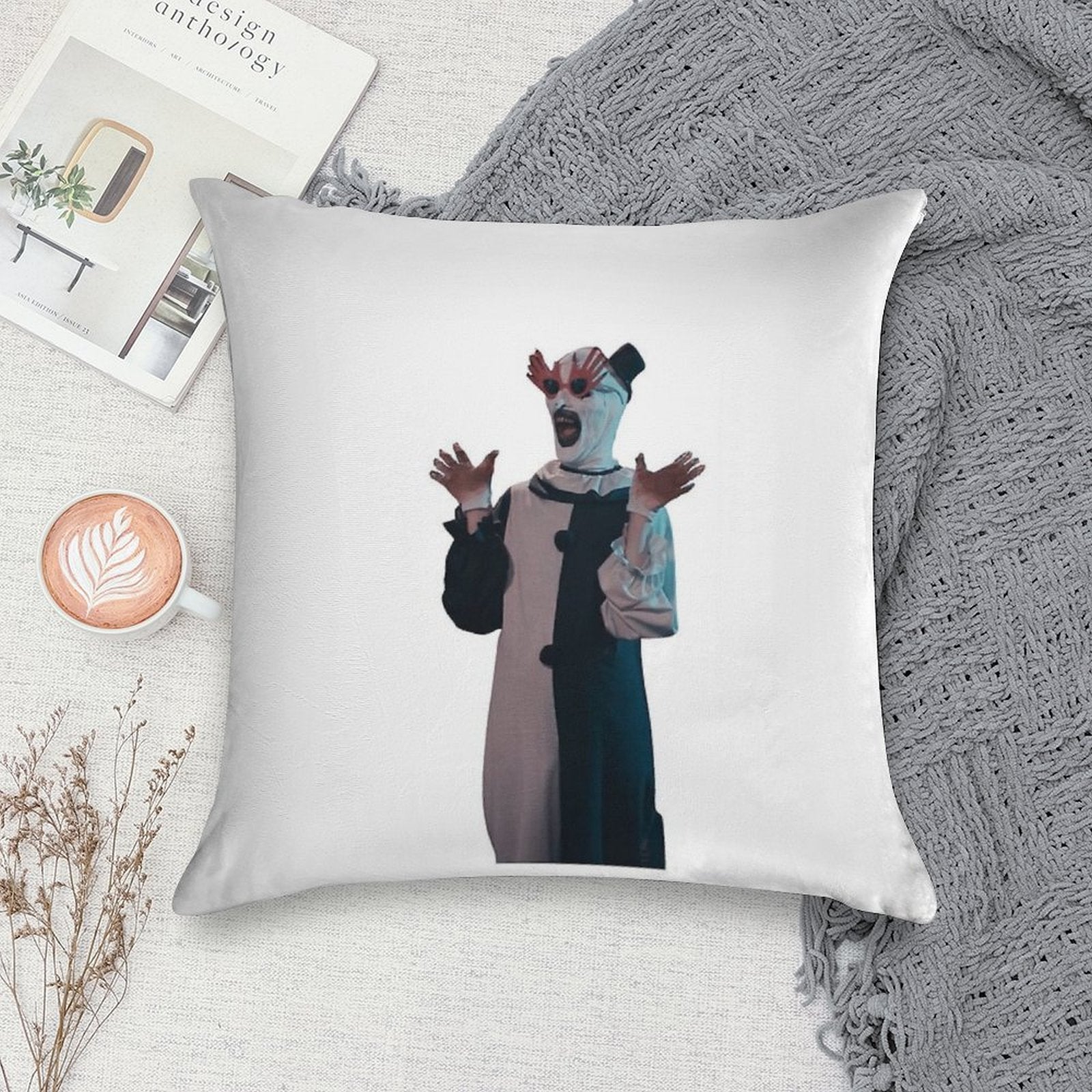 Terrifier Art The Clown Sunglasses Soft Shrink-Resistant Throw Pillow