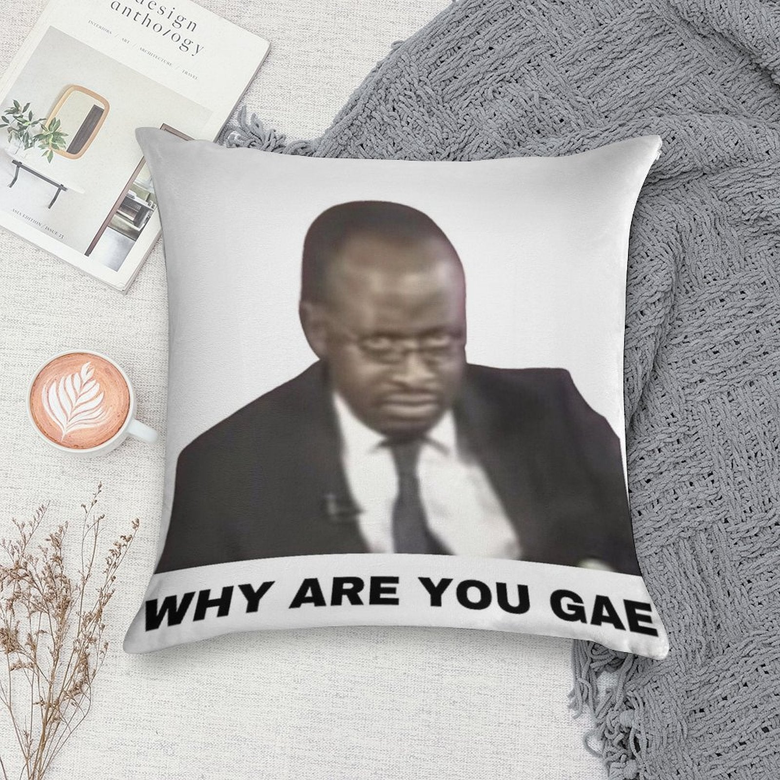 Why Are You Gae Meme Uganda Gay Rights Interview Viral Video Soft Decorative Cover Throw Pillow