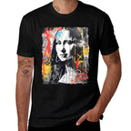 Abstract Graffiti Art Leonardo Da Vinci Art Mona Lisa  Slim-fit Cut T-Shirt