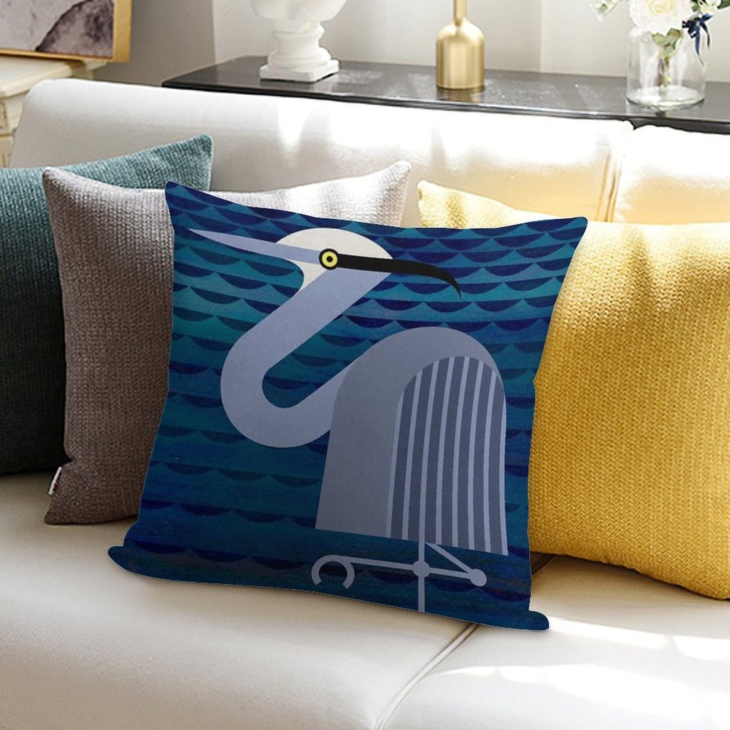 Heron Soft Decorative Cover Throw Pillow