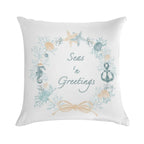 Seas 'n Greetings Coastal Christmas Wreath Soft Shrink-Resistant Throw Pillow