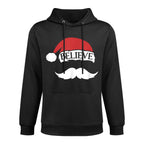 Believe Santa Hat Cap Mustache Funny Kids Family Christmas All-Day Comfort Hoodie
