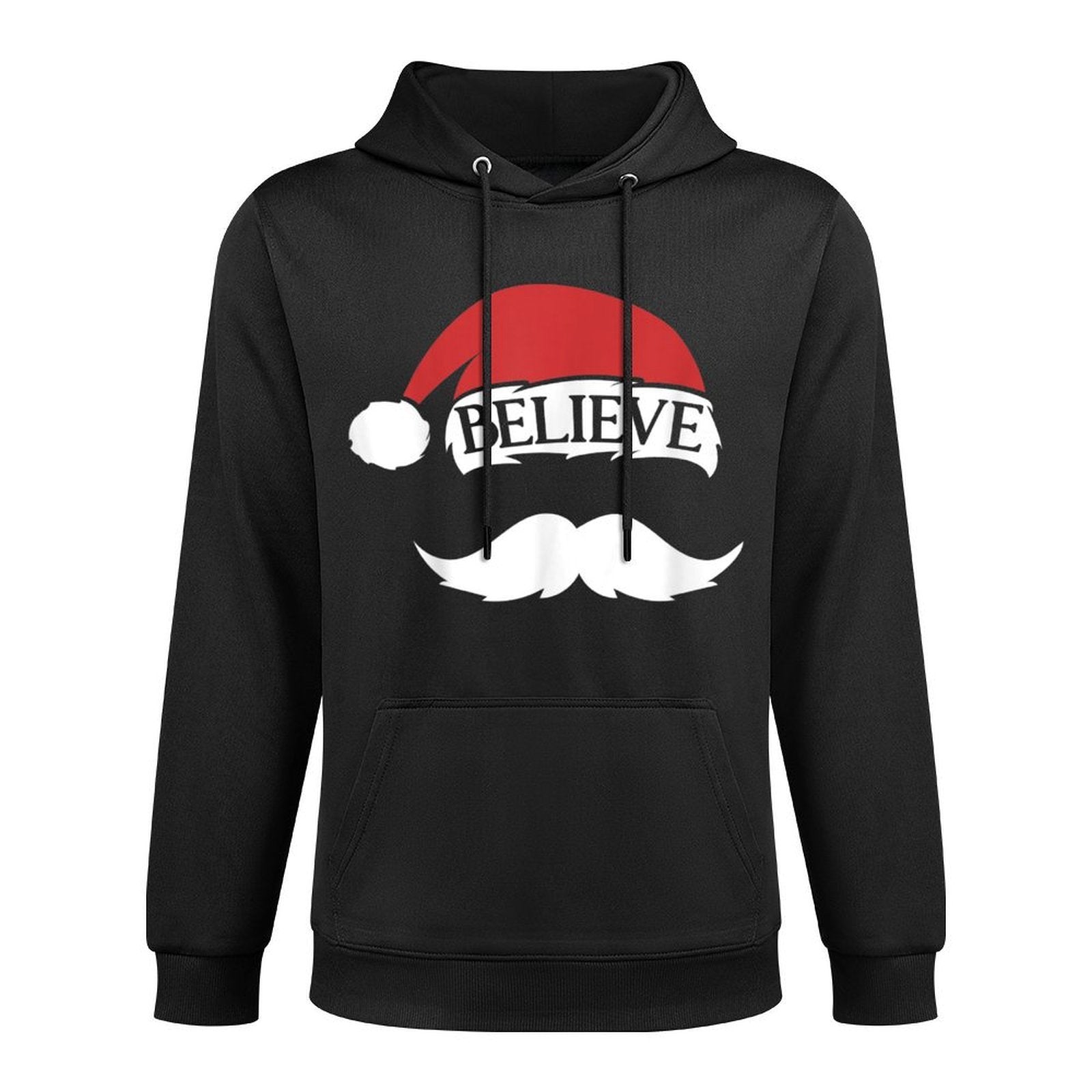 Believe Santa Hat Cap Mustache Funny Kids Family Christmas All-Day Comfort Hoodie