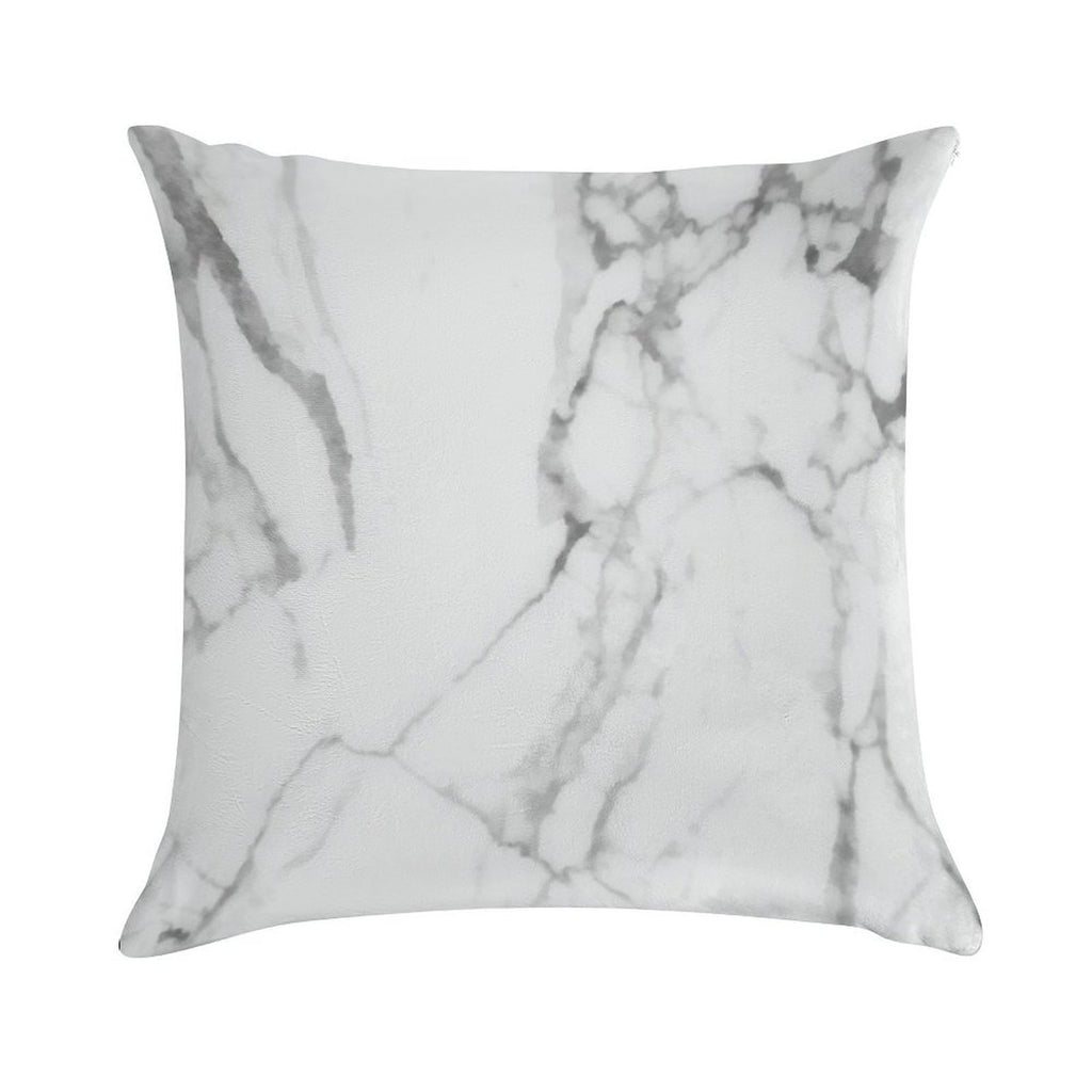 White Marble with Grey Veins Soft Fade-Resistant Throw Pillow