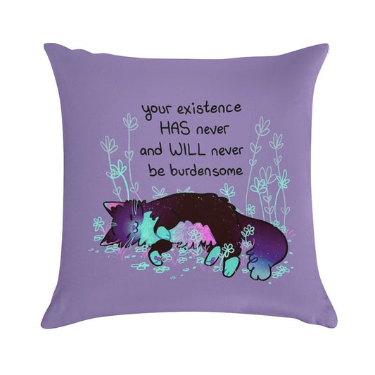 Your Existence Neon Sleepy Kitty Soft Washable Throw Pillow