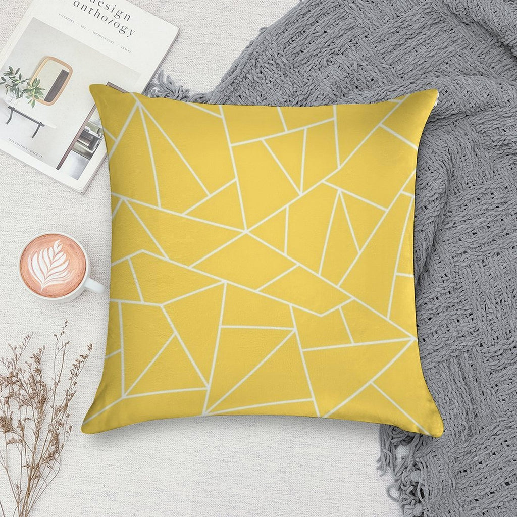 Mustard Yellow White Mosaic Lines Soft Warmth Comfort Throw Pillow