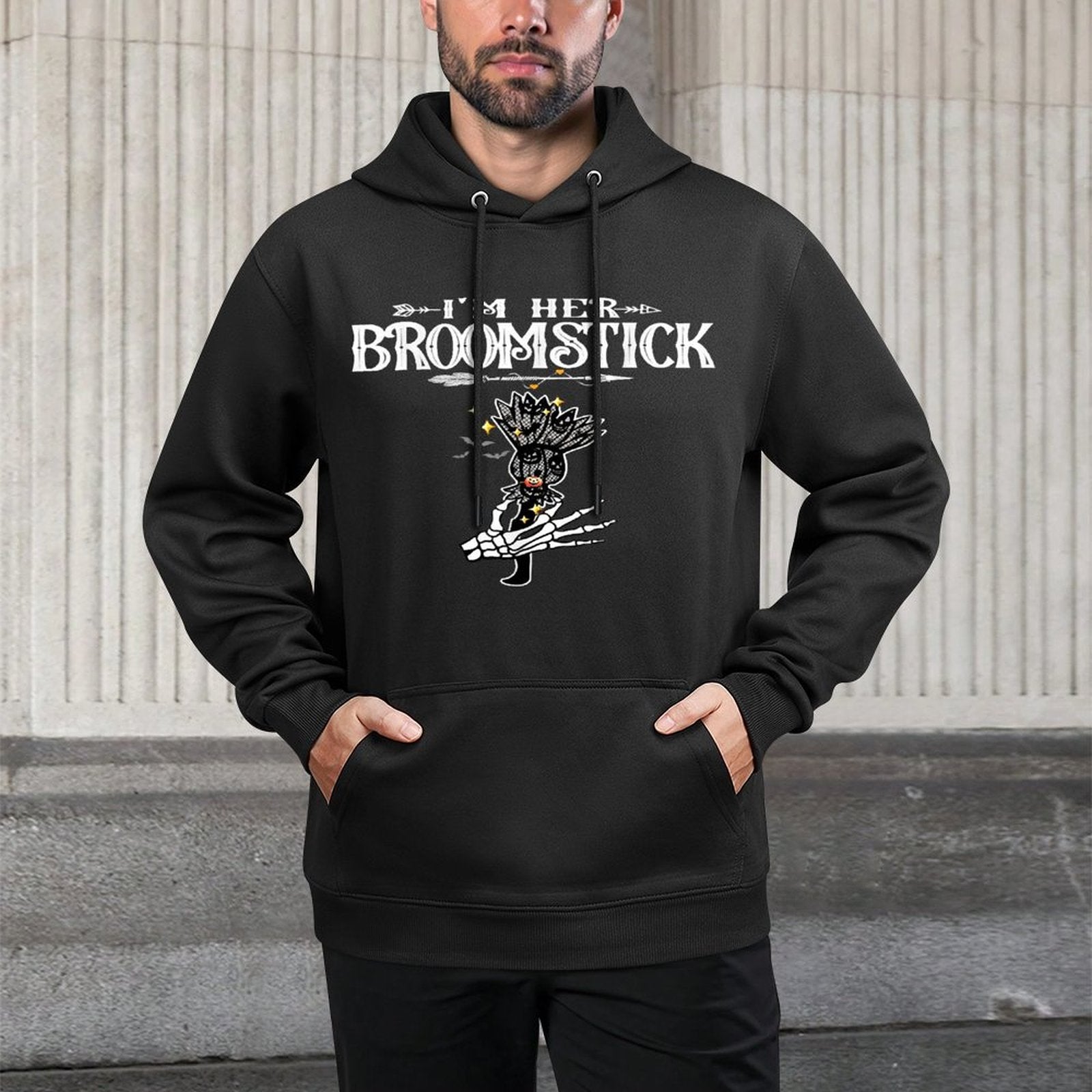 Im Her Broomstick Love Couples Halloween Costume Breathable Fabric Hoodie