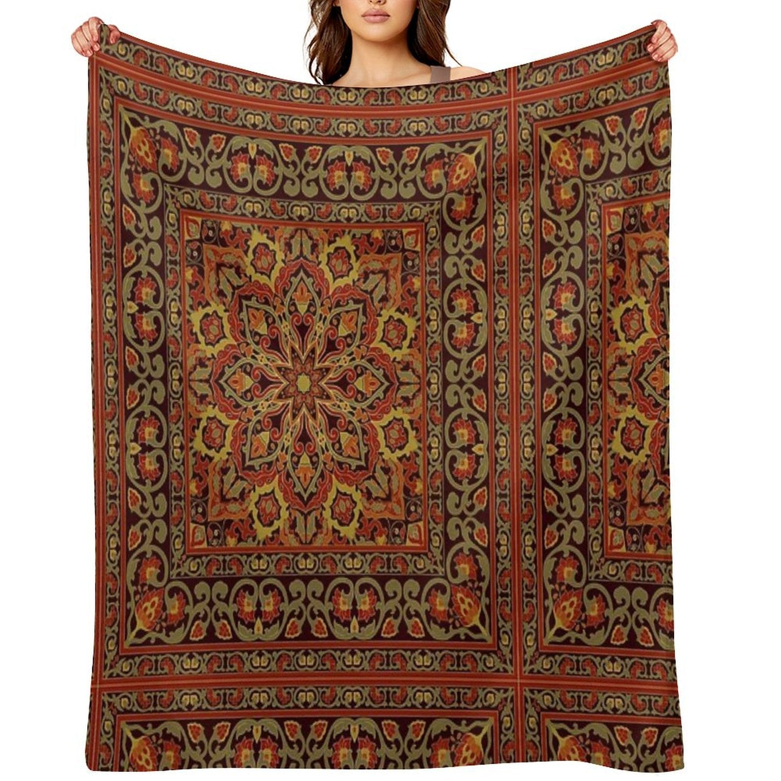 Oriental Ornamental Carpet Machine-washable Throw Blanket
