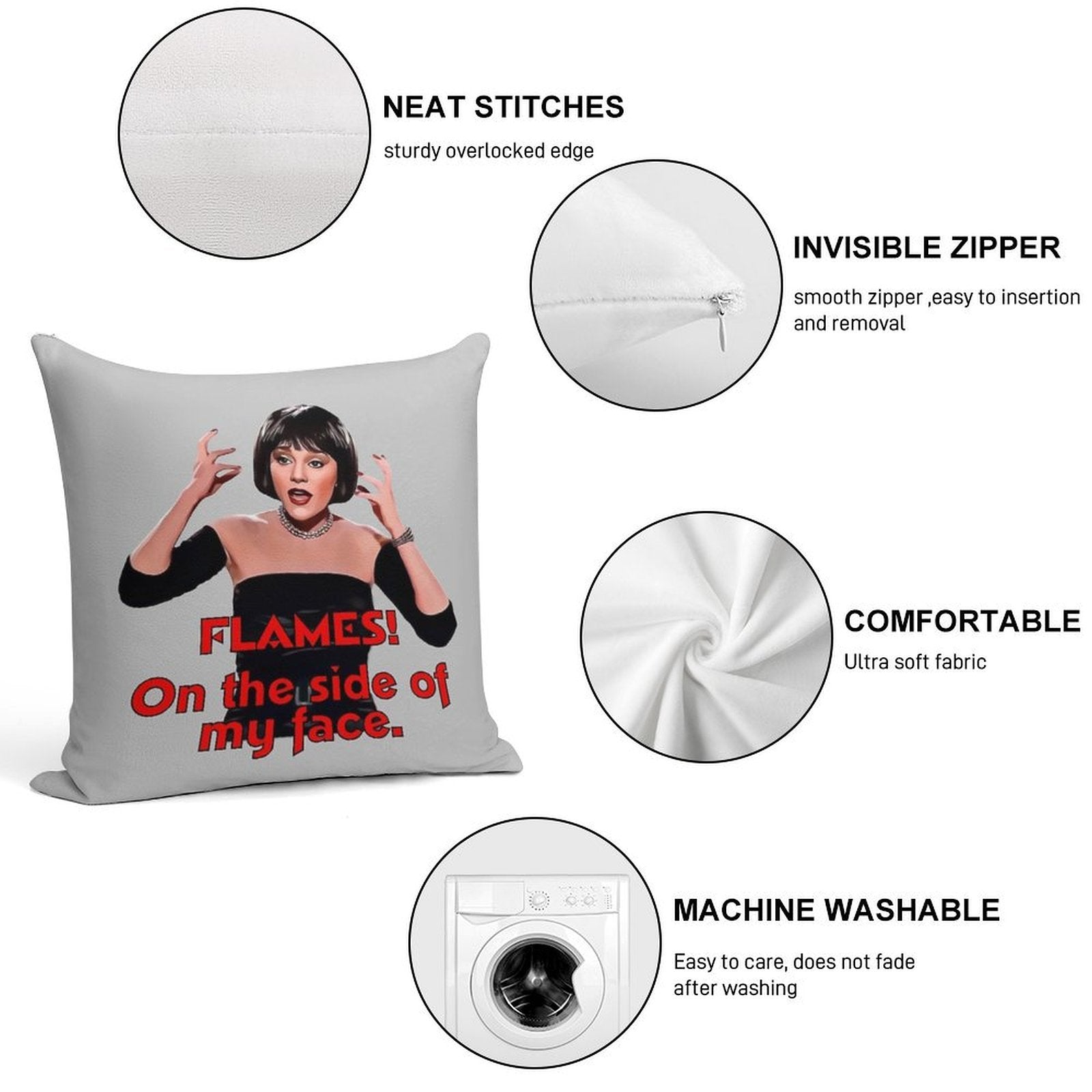 Flames! On The Side of My Face - Clue - Mrs. White Soft Luxury Feel Throw Pillow