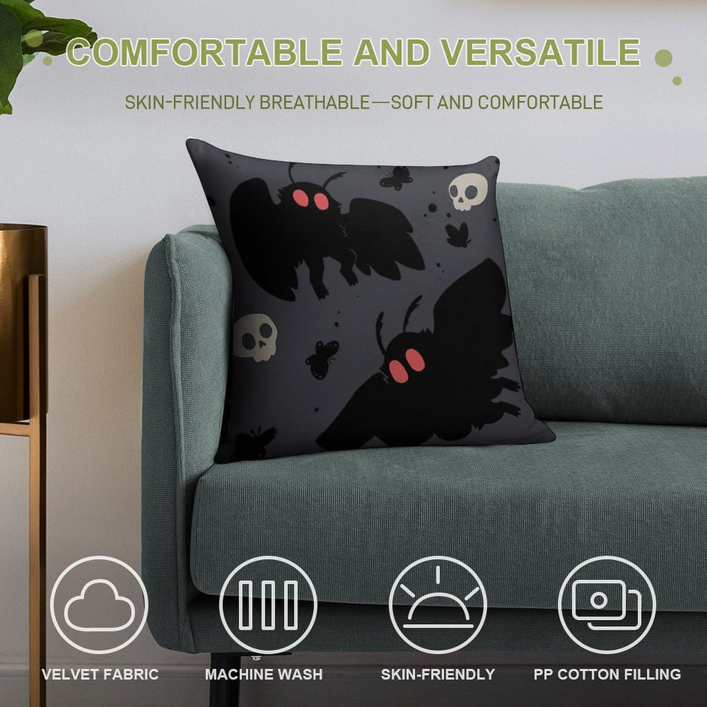 Mothman - Night Grey Soft Easy Maintenance Throw Pillow
