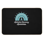 Addiction Recovery Awareness Teal Ribbon Rainbow Support Durable Bath Mat