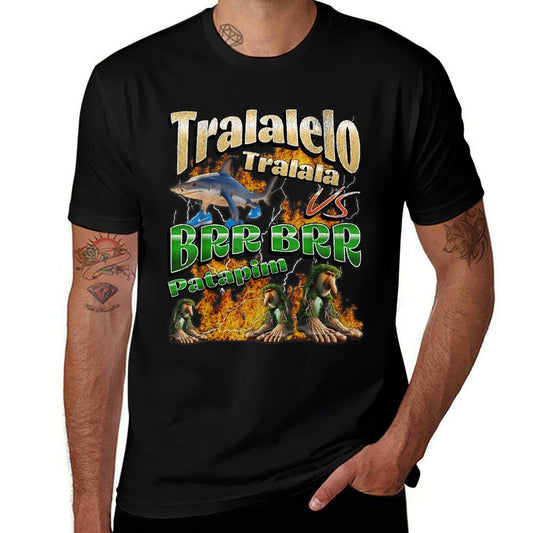 Tralalelo VS Brr Patapim Funny Italian Brainrot Meme Graphic  Stretchy T-Shirt