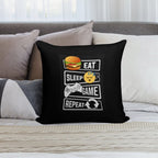 Gamer Eat, Sleep, Game, Repeat Soft Luxury Feel Throw Pillow