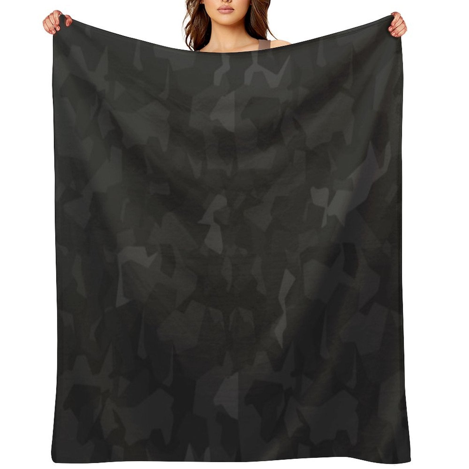 Graphic Camo Dark Grey Shrink-resistant Throw Blanket