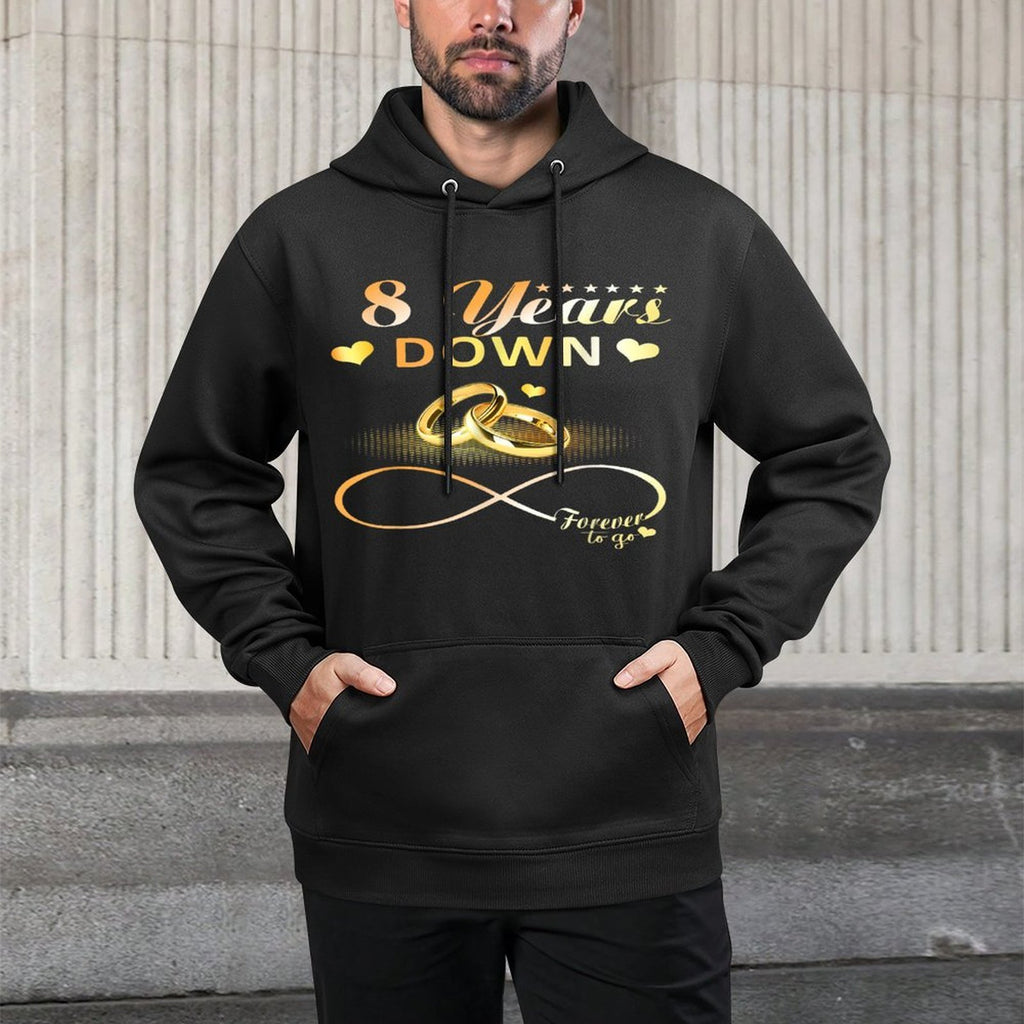 8 Years Down Forever to Go Couple 8th Wedding Anniversary Medium-Weight Fabric Hoodie