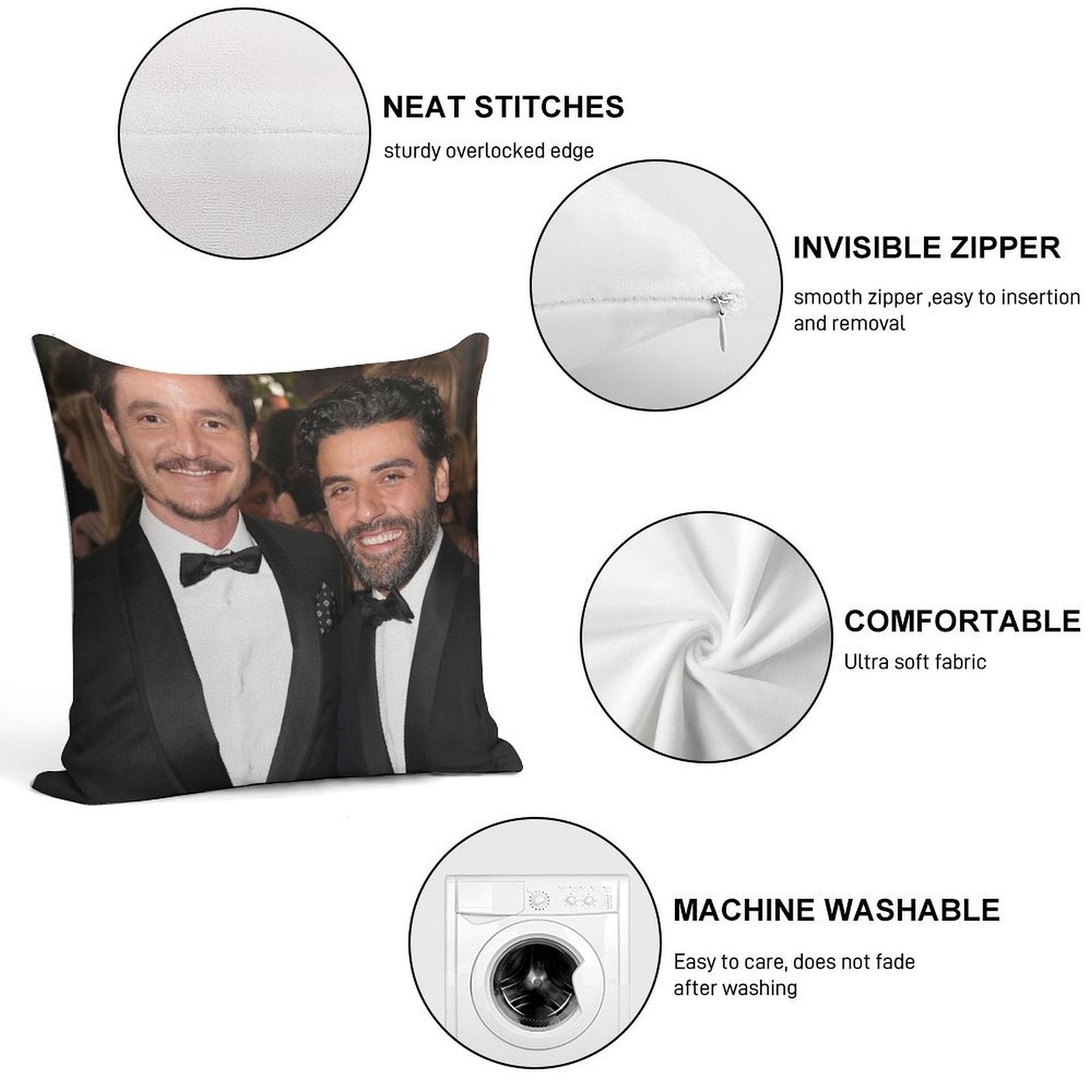 Oscar Isaac & Pedro Pascal Soft Anti-Pilling Throw Pillow