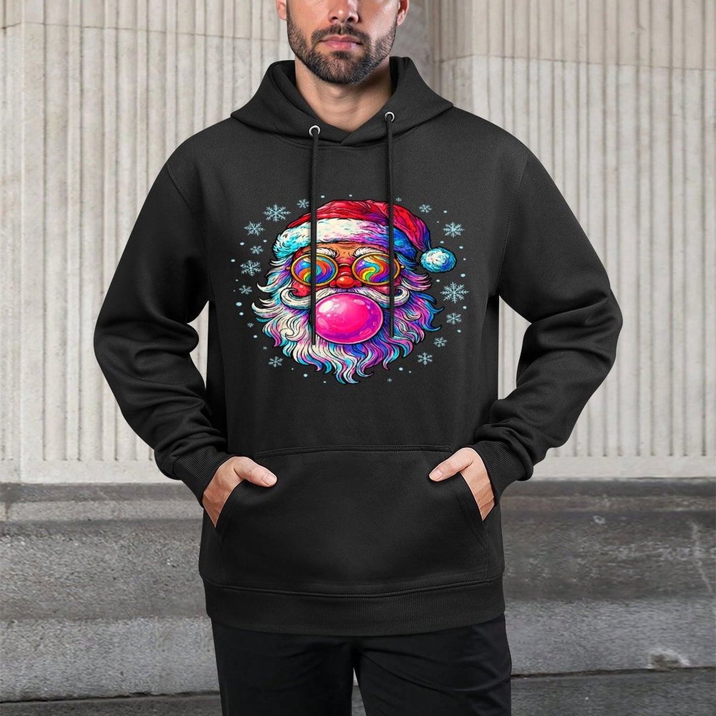 Retro Santa Christmas Pink Bubble Gum Sunglasses Kids Youth Adjustable Hood Hoodie