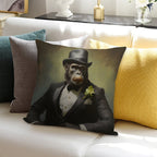 Gorilla Portrait Art Soft Hidden Zipper Throw Pillow