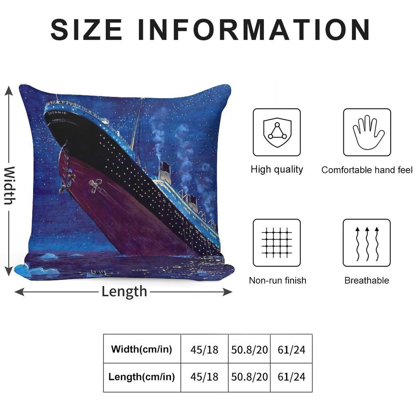 Titanic Sinking Soft Short Plush Fabric Throw Pillow