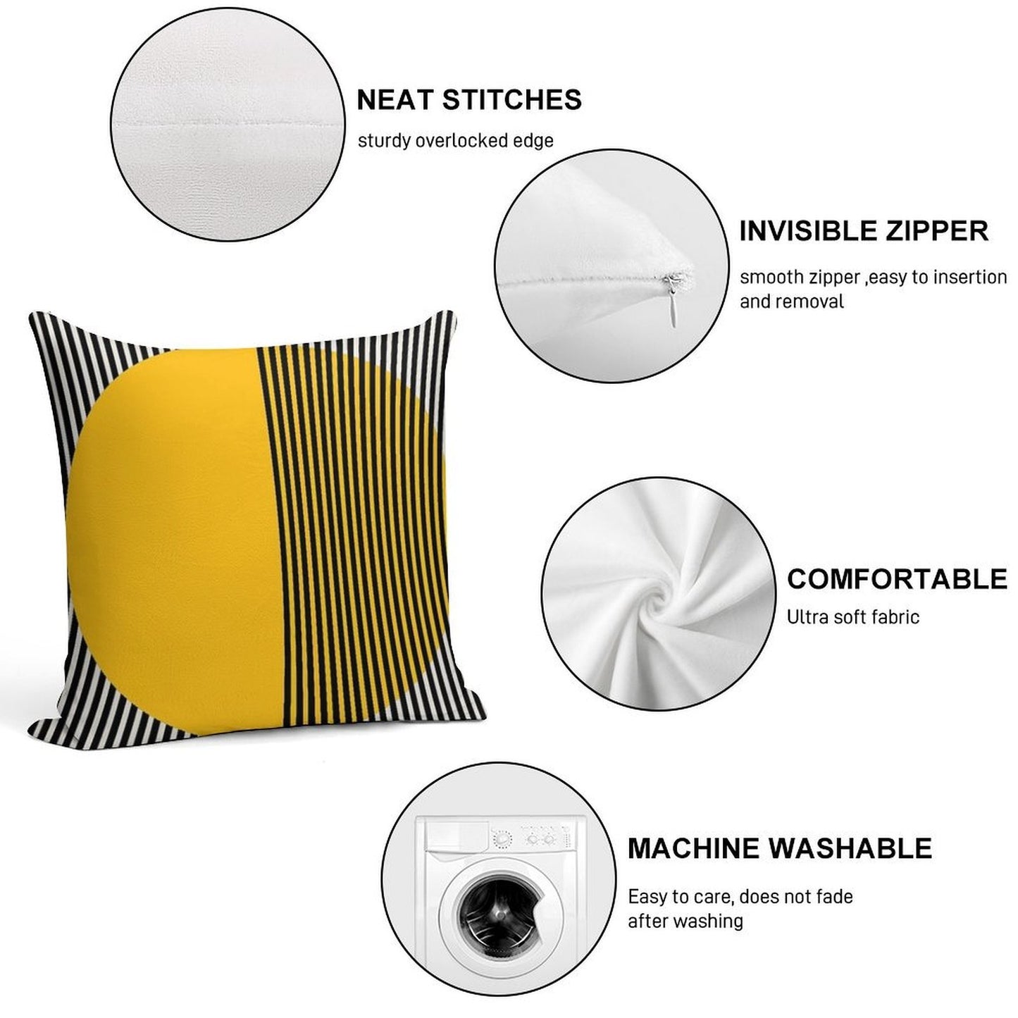 Bauhaus Exhibition Print, Bauhaus Wall Art Yellow Circle, Bauhaus Exhiebition Wall Decor Soft High-Density Material Throw Pillow