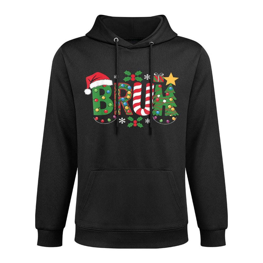 Christmass for Kids Boys Bruh Funny Christmas Women Kangaroo Pocket Hoodie