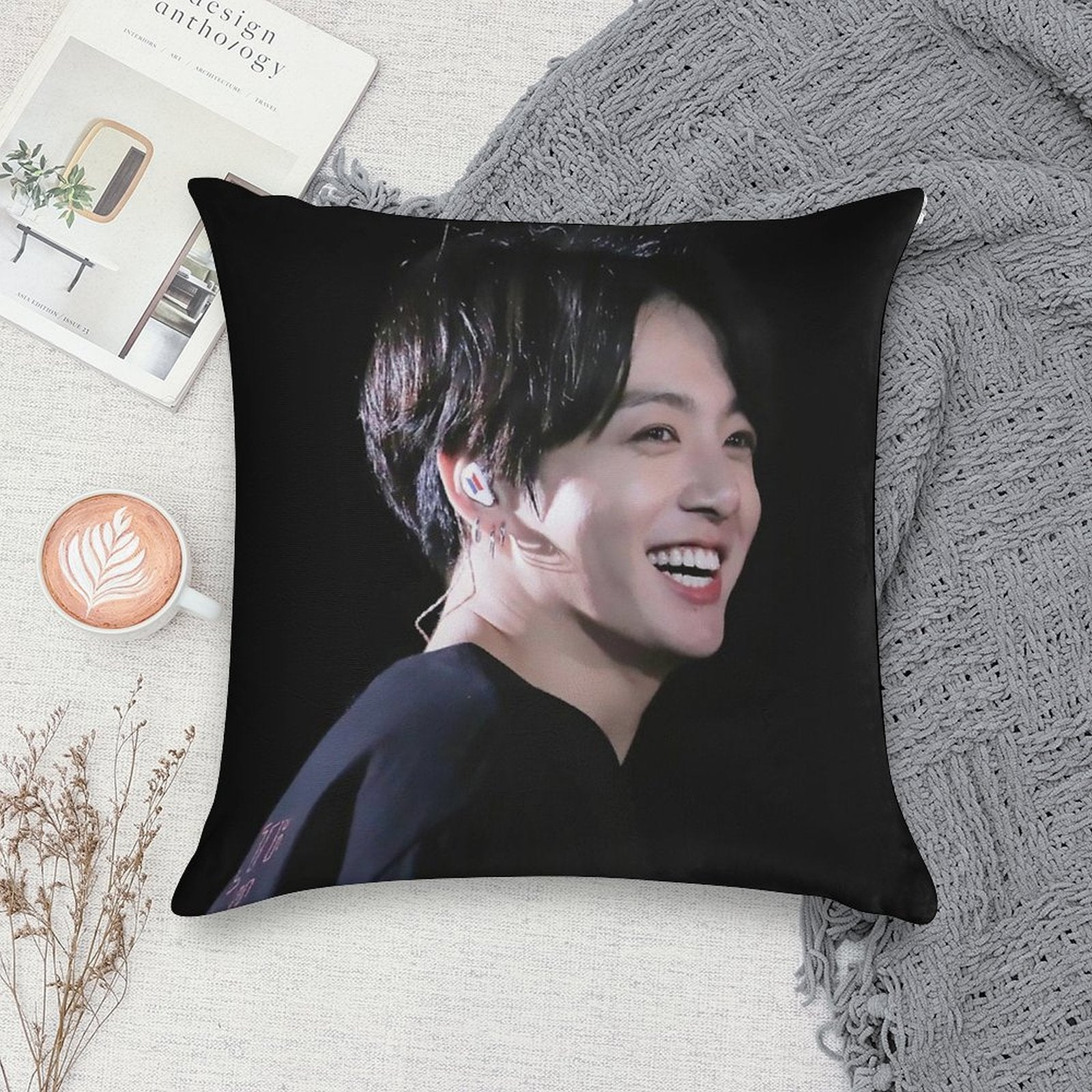 Jungkook on Stage Soft Reinforced Edging Throw Pillow