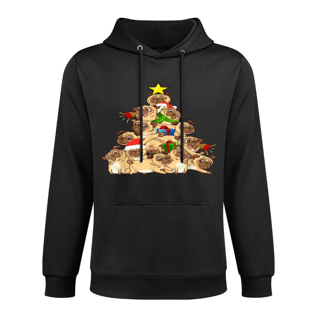 Pug Dogs Tree Christmas Sweater Xmas Pet Animal Dog Gifts for Men Women Kids Pilling-Resistant Hoodie