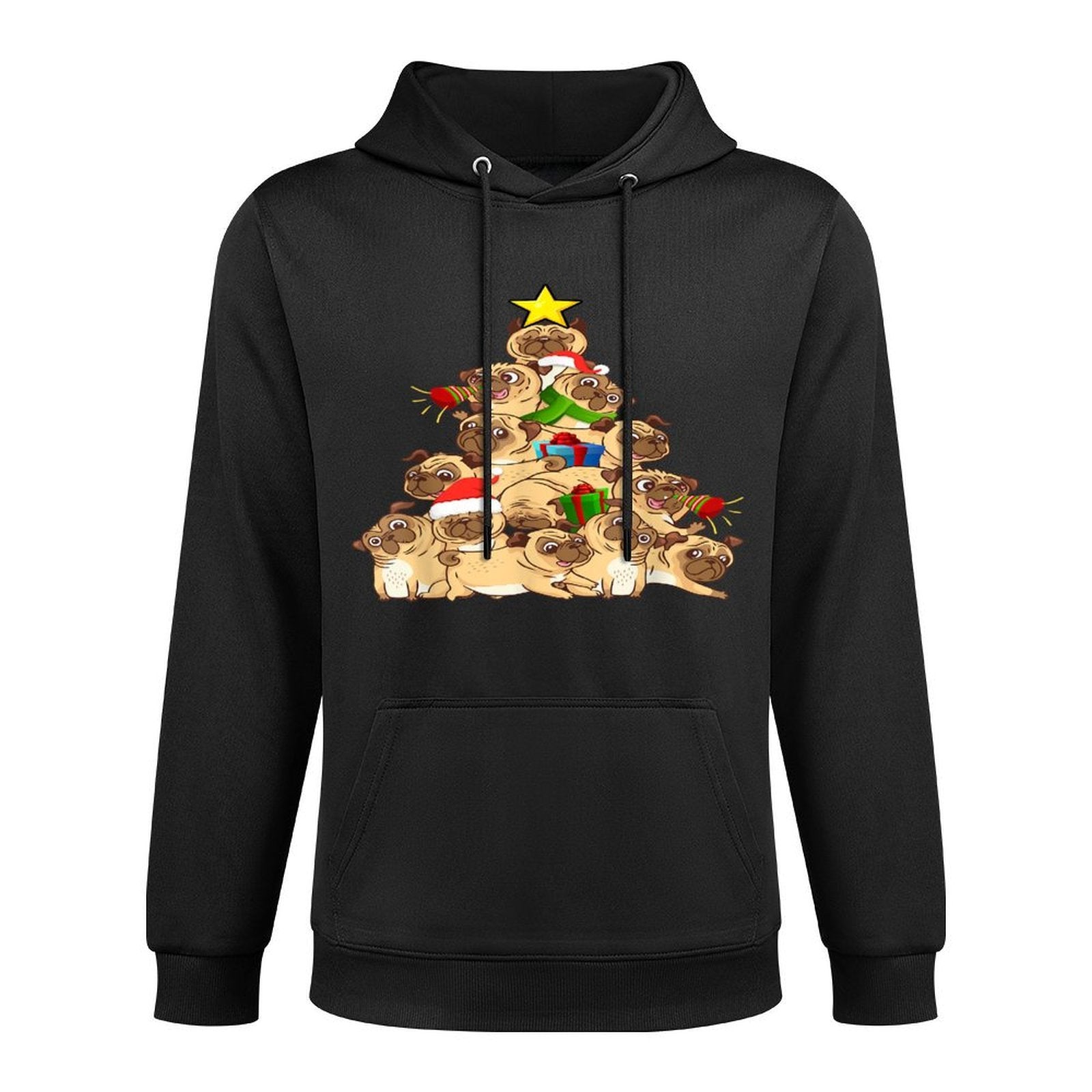 Pug Dogs Tree Christmas Sweater Xmas Pet Animal Dog Gifts for Men Women Kids Pilling-Resistant Hoodie
