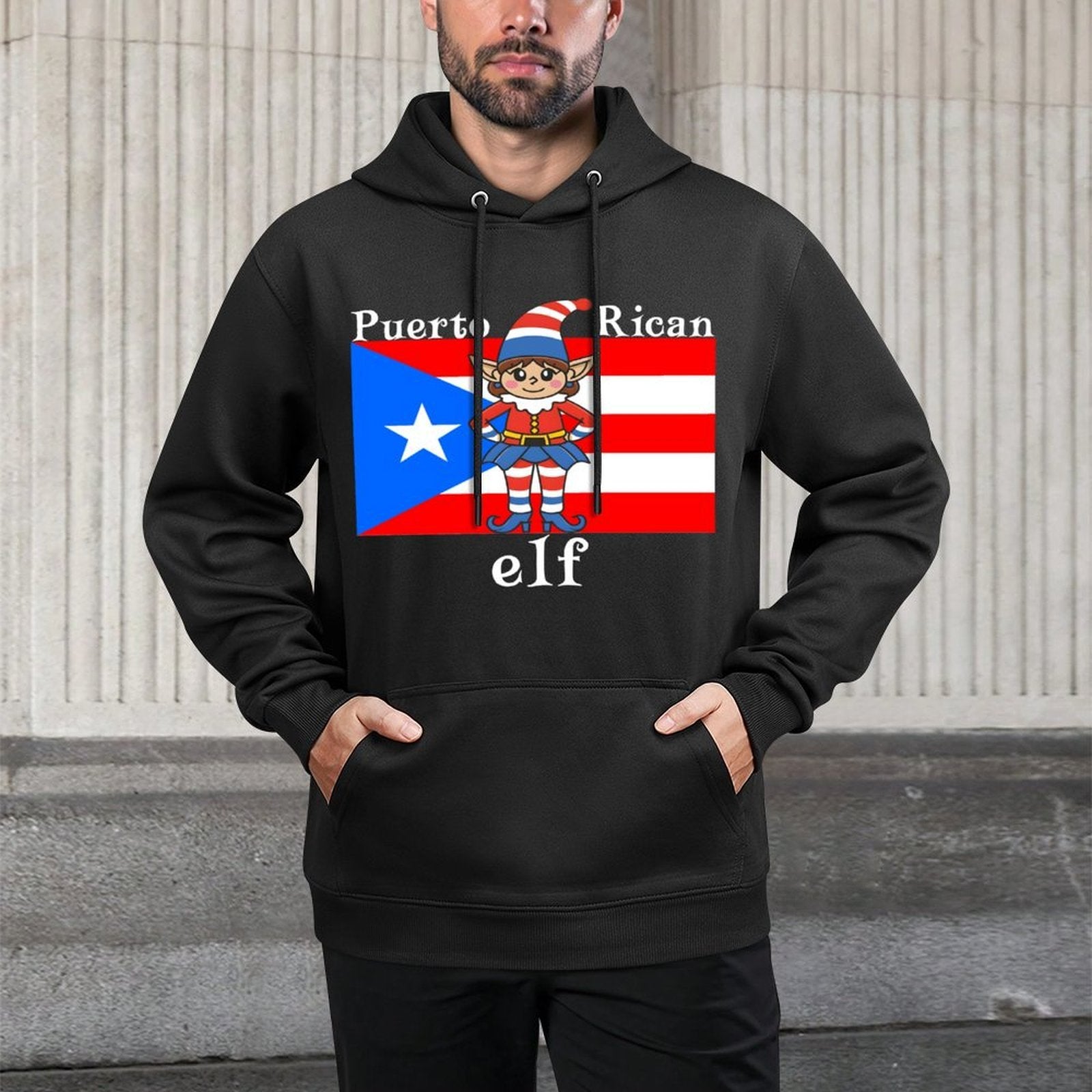 Puerto Rican Elf Matching Family Group Christmas Boricua Medium-Weight Fabric Hoodie